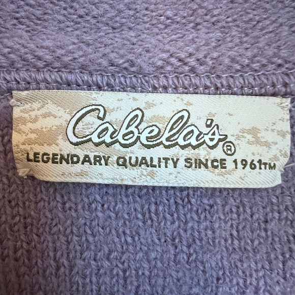 Cabela's Size L Lavender Pockets Wool Button-Up Cardigan Embroidery NWOT - Picture 4 of 11